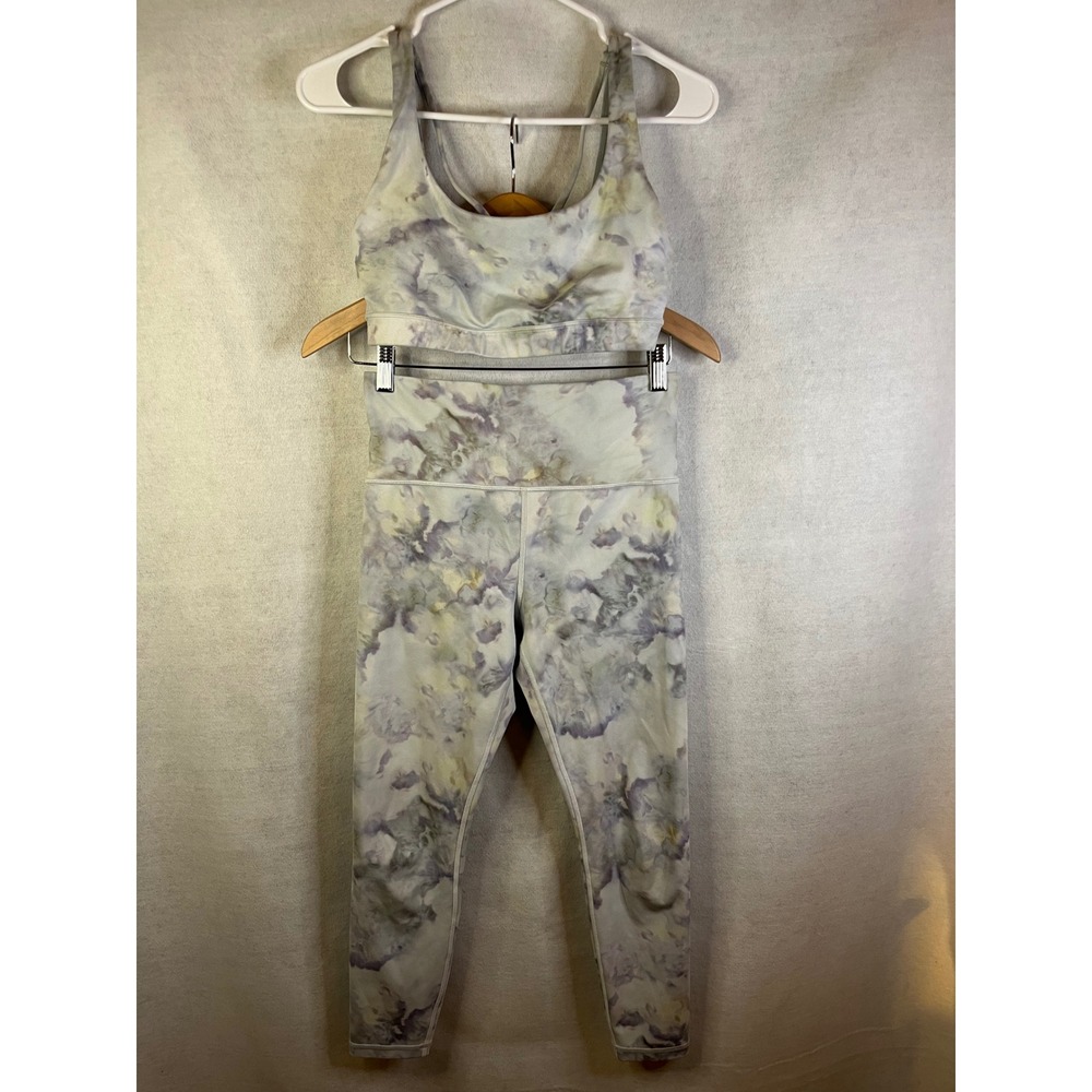 Athleta Set Snow Dye Elation 7/8 Tight Sz S and Sports Bra Sz S